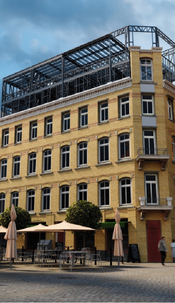Elevation project - 3D render - steelframe - optopping - beSteel