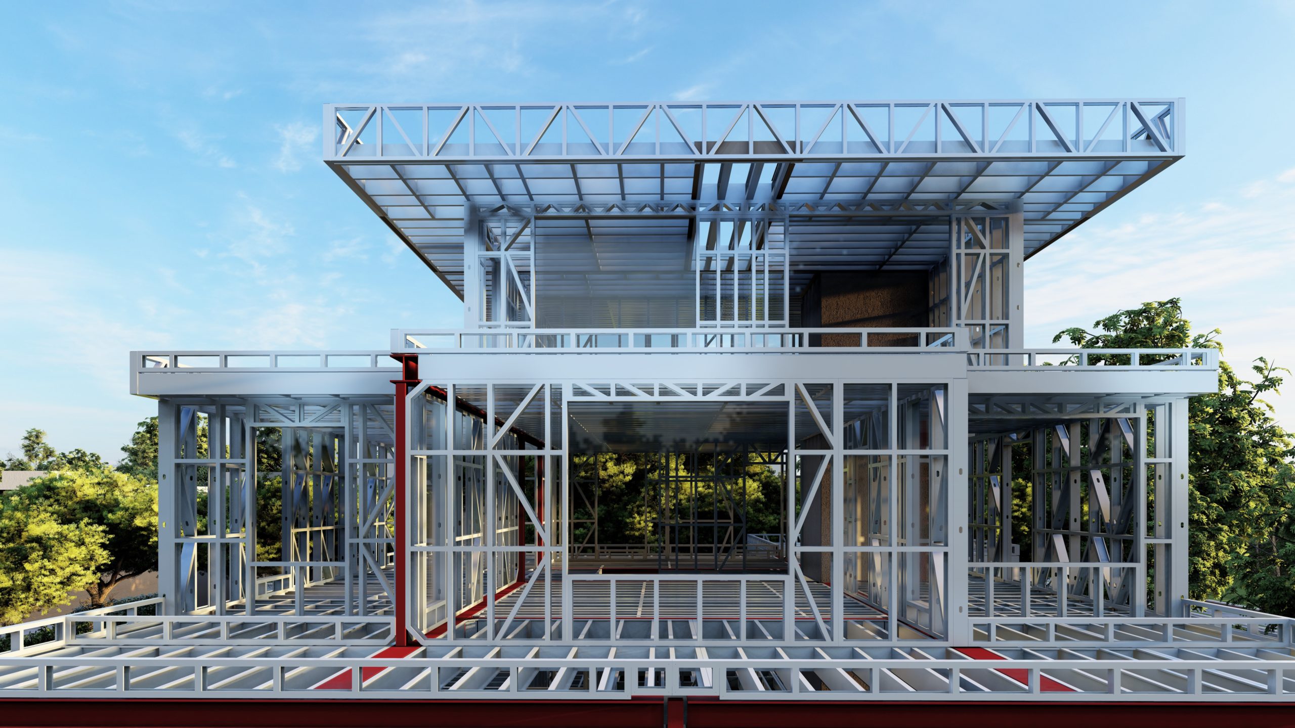 Four-storey steel frame building