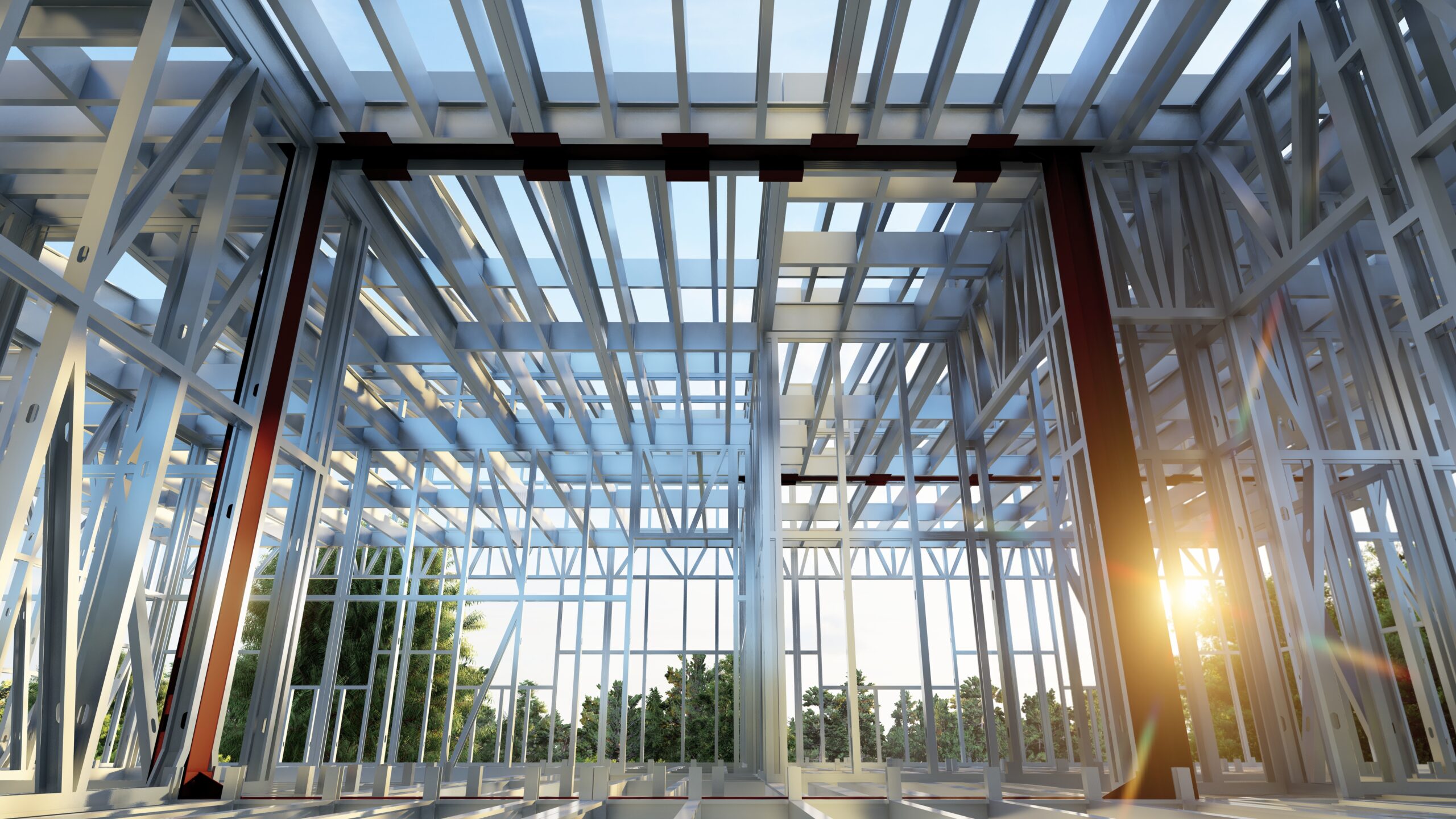 Flatpacked steel building.