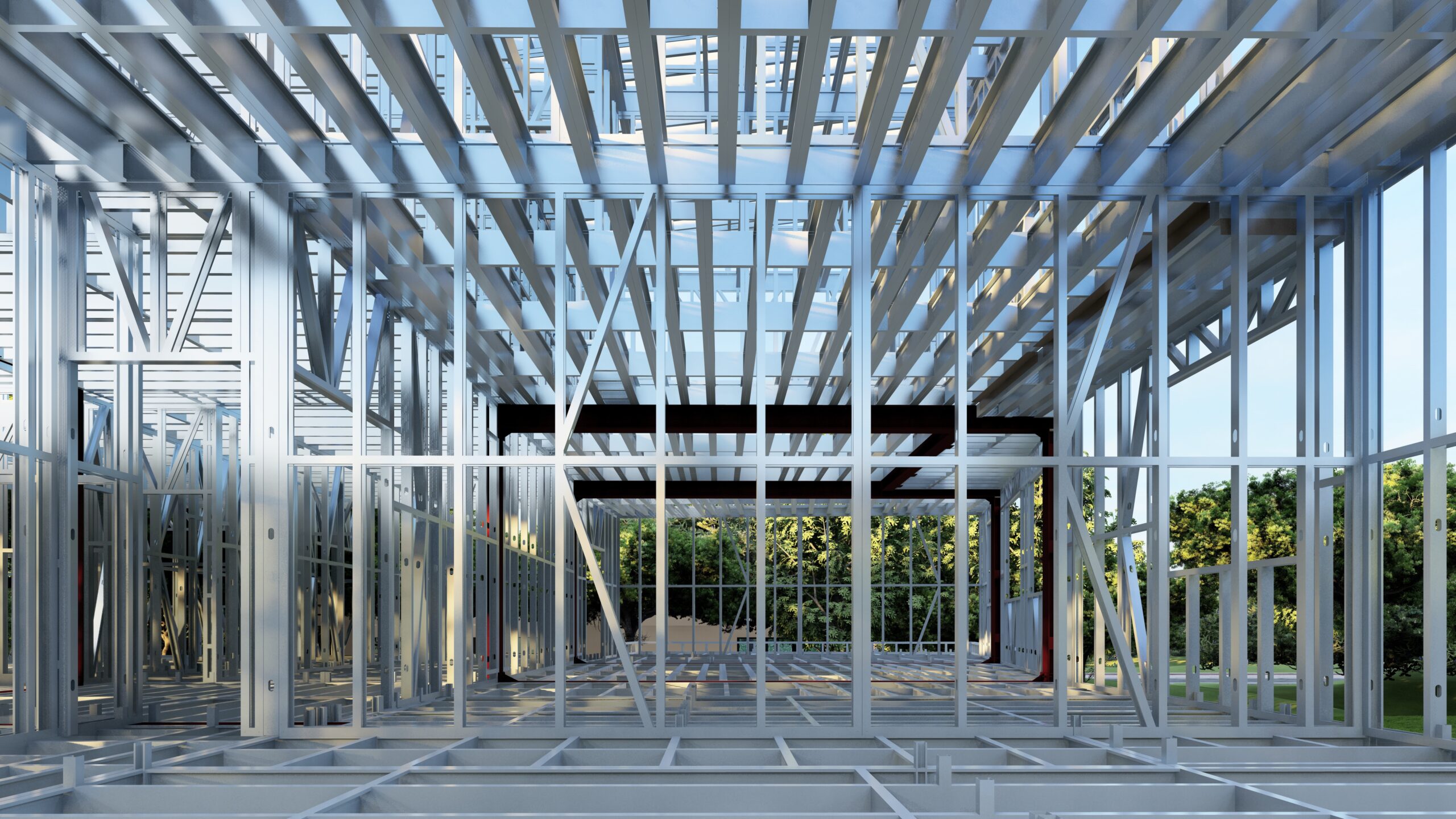 Flatpacked steel building.
