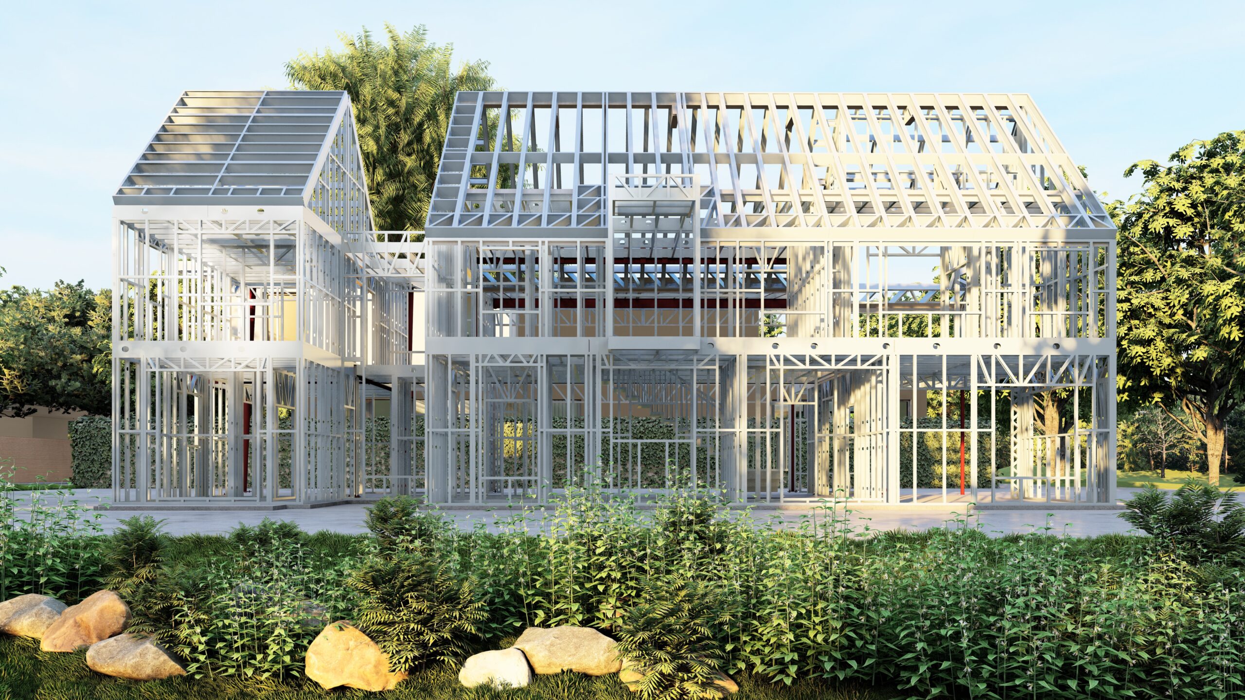 Steel frame family house